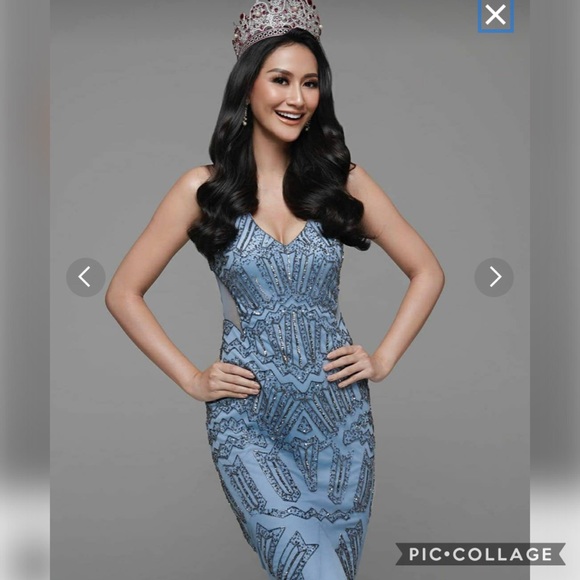 Adrianna Papell beaded sleeveless open back mesh panel dress